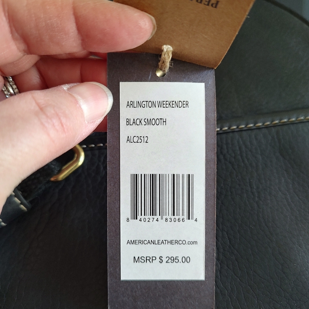 American Leather Co. Arlington Weekender Zip Shoulder Bag Black Smooth NWT - Picture 2 of 11